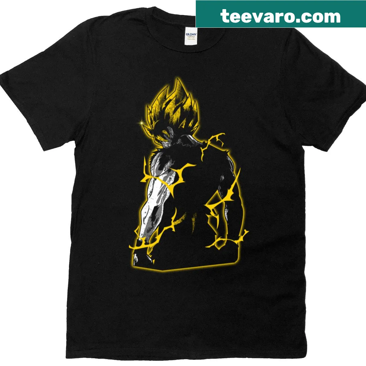 Buff anime character graphic on a gym-themed t-shirt — on a men's t-shirt