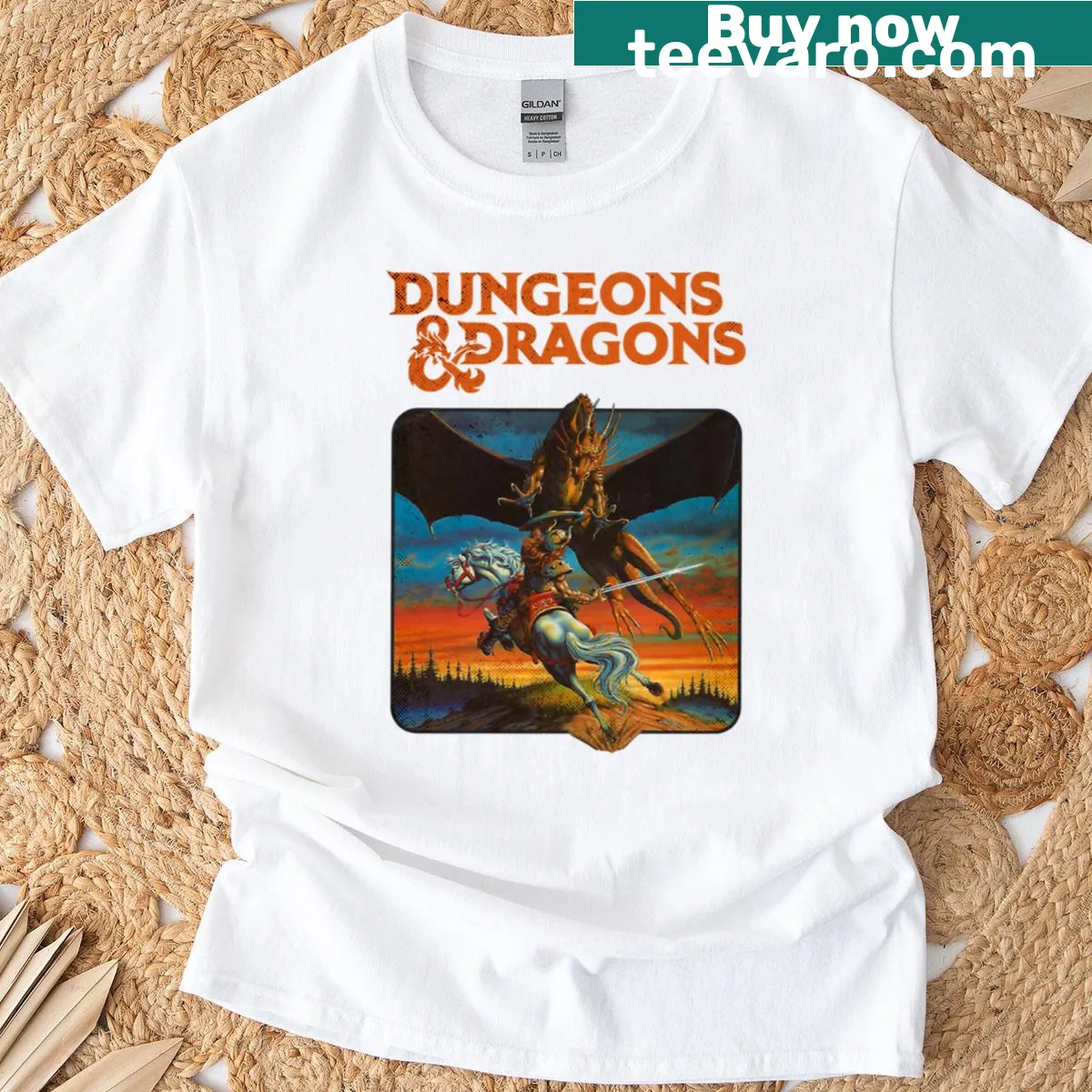 Cute anime characters in a dungeon graphic T-shirt — on a men's t-shirt