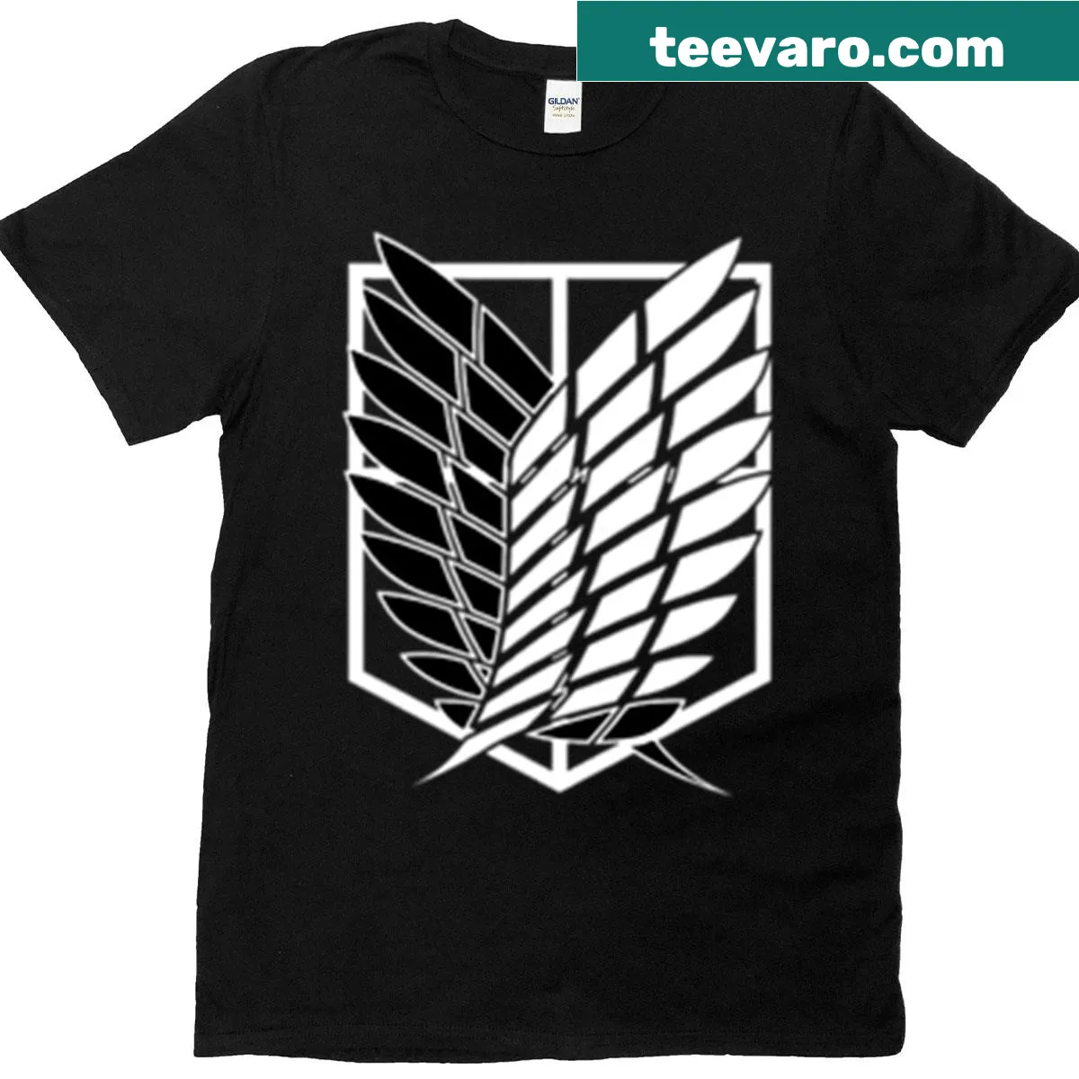 T-shirt featuring the Wings of Freedom emblem from Attack on Titan — on a men's t-shirt