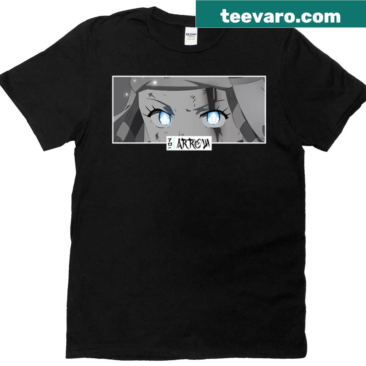 Oversized T-shirt with monochrome anime eyes graphic — on a men's t-shirt