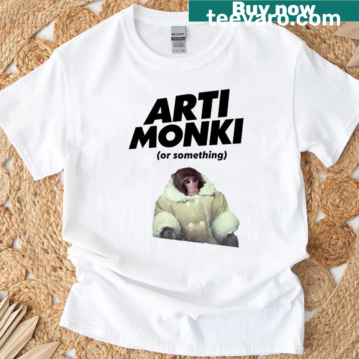 Cartoon design of a playful monkey on a t-shirt — on a men's t-shirt