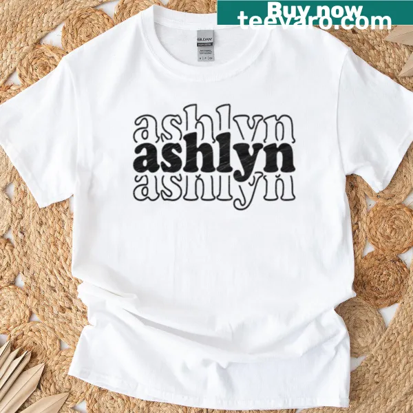 Personalized T-shirt featuring the name Ashlyn in stylized typography