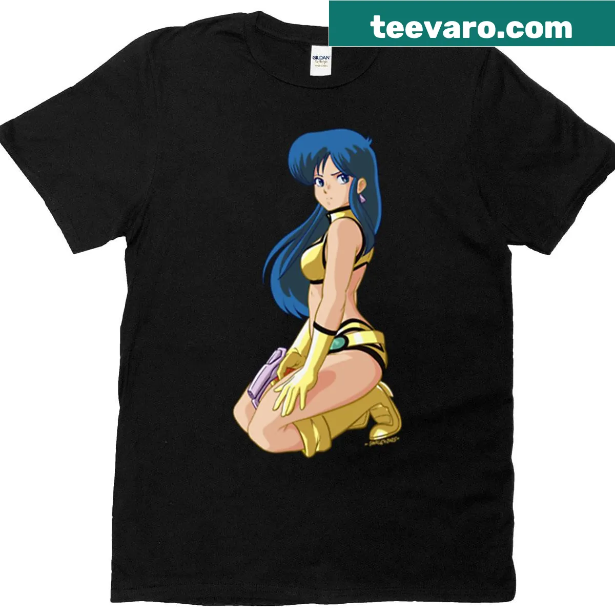 Illustration of Yuri from Dirty Pair on a T-shirt — on a men's t-shirt