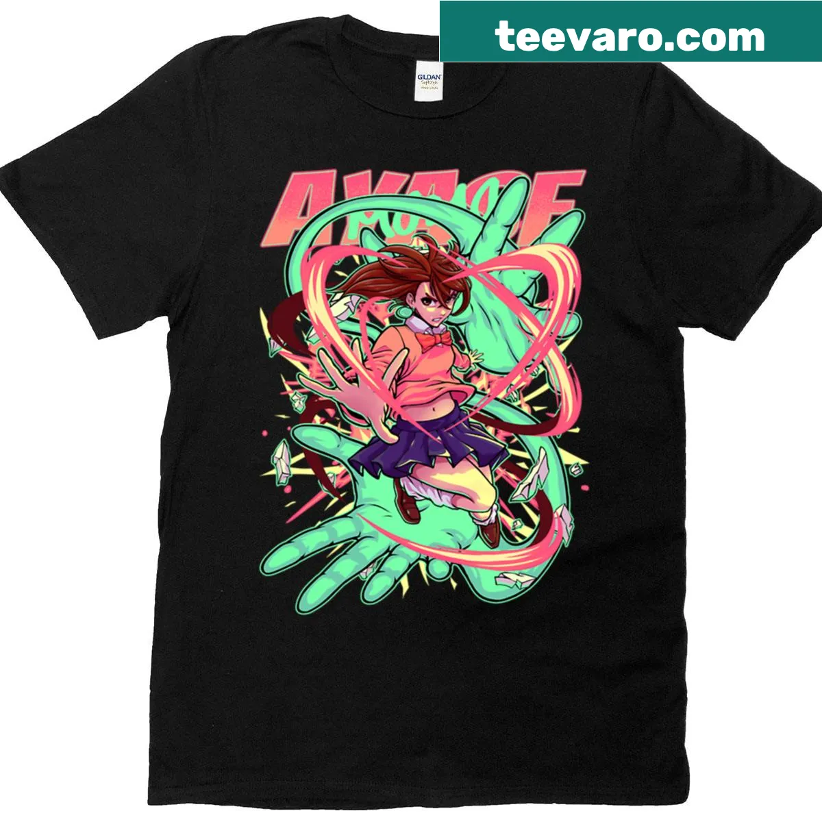Oversized T-shirt featuring Ayase Momo from Dandadan anime — on a men's t-shirt