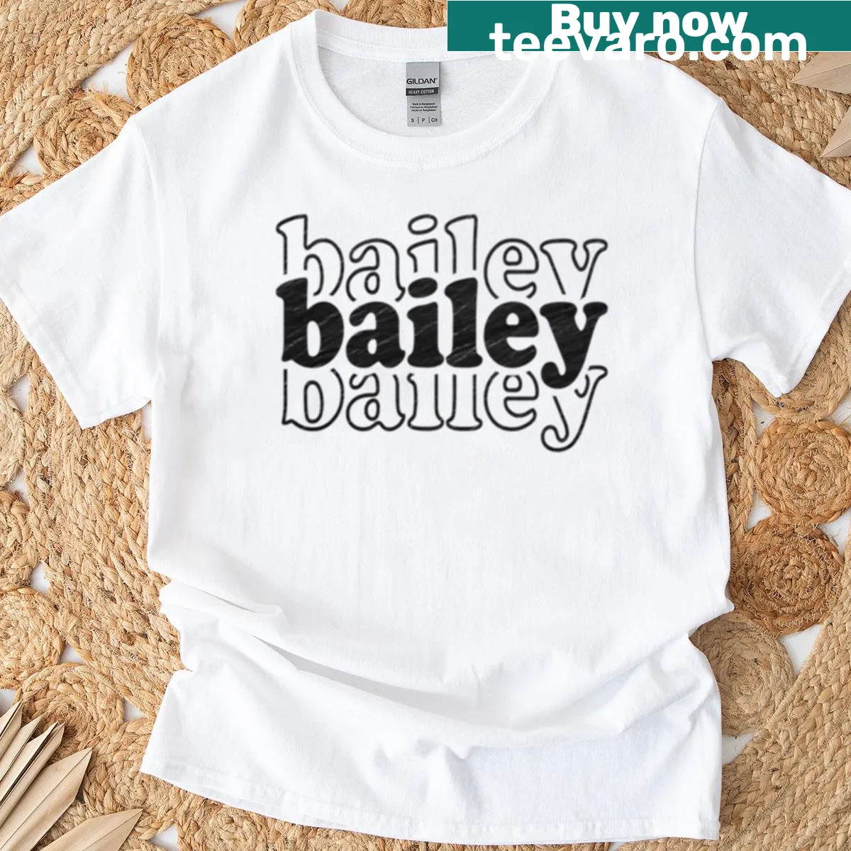 Personalized T-shirt featuring the name Bailey — on a men's t-shirt