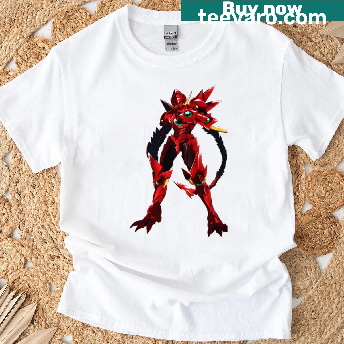 Bold graphic of the Great Red character T-shirt — on a men's t-shirt