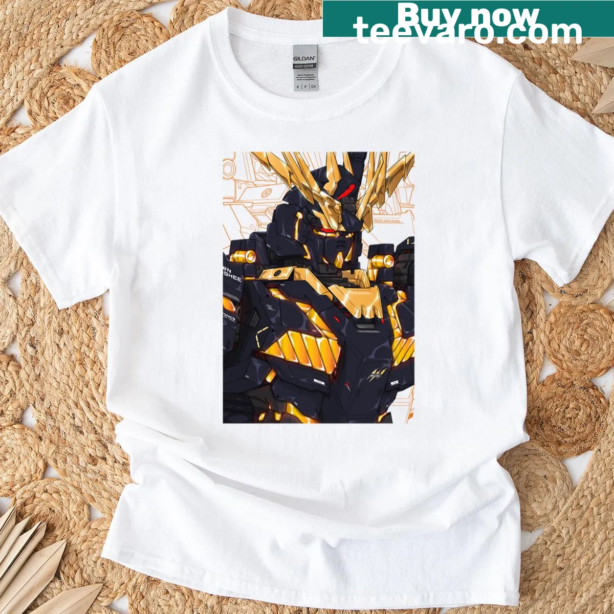 Anime mecha design of a Banshee in armor on a t-shirt — on a men's t-shirt