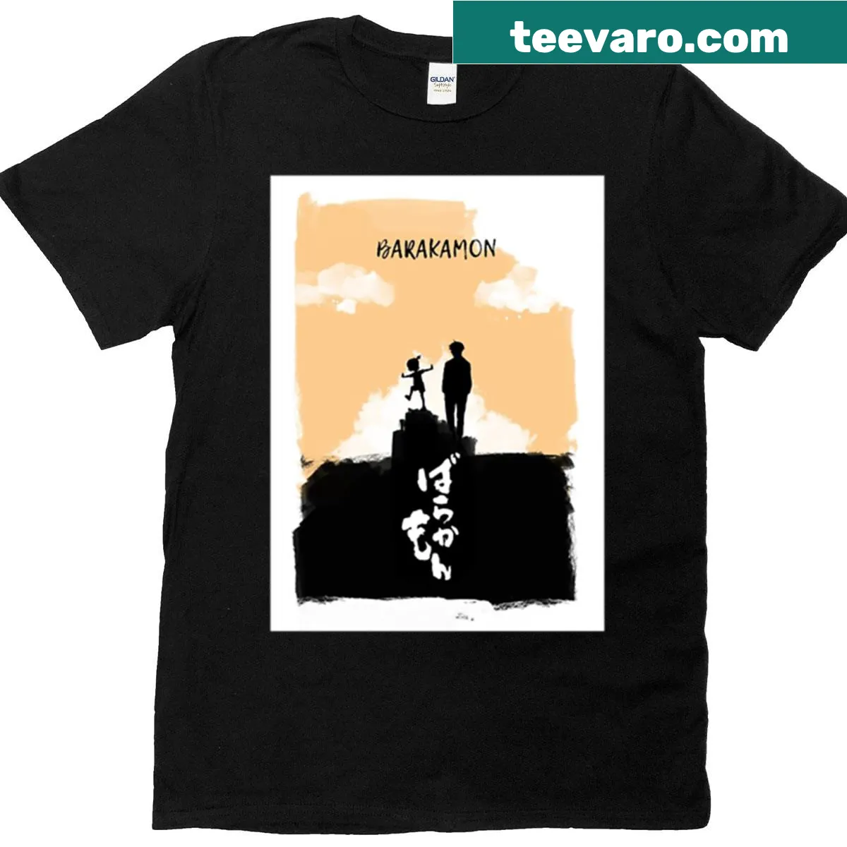 Graphic T-shirt featuring Barakamon anime poster art — on a men's t-shirt