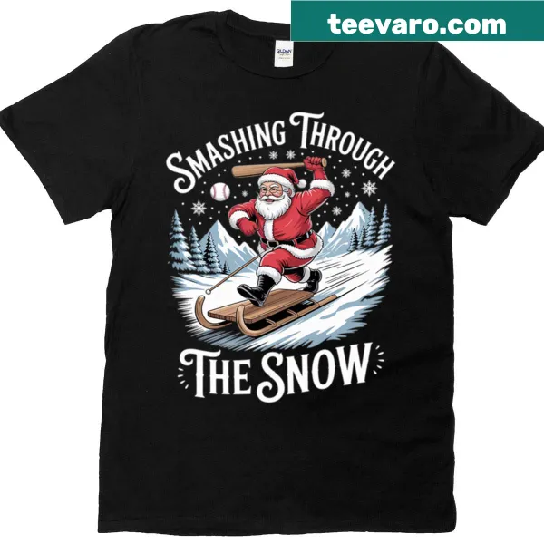 Cute T-shirt featuring a Santa baseball player
