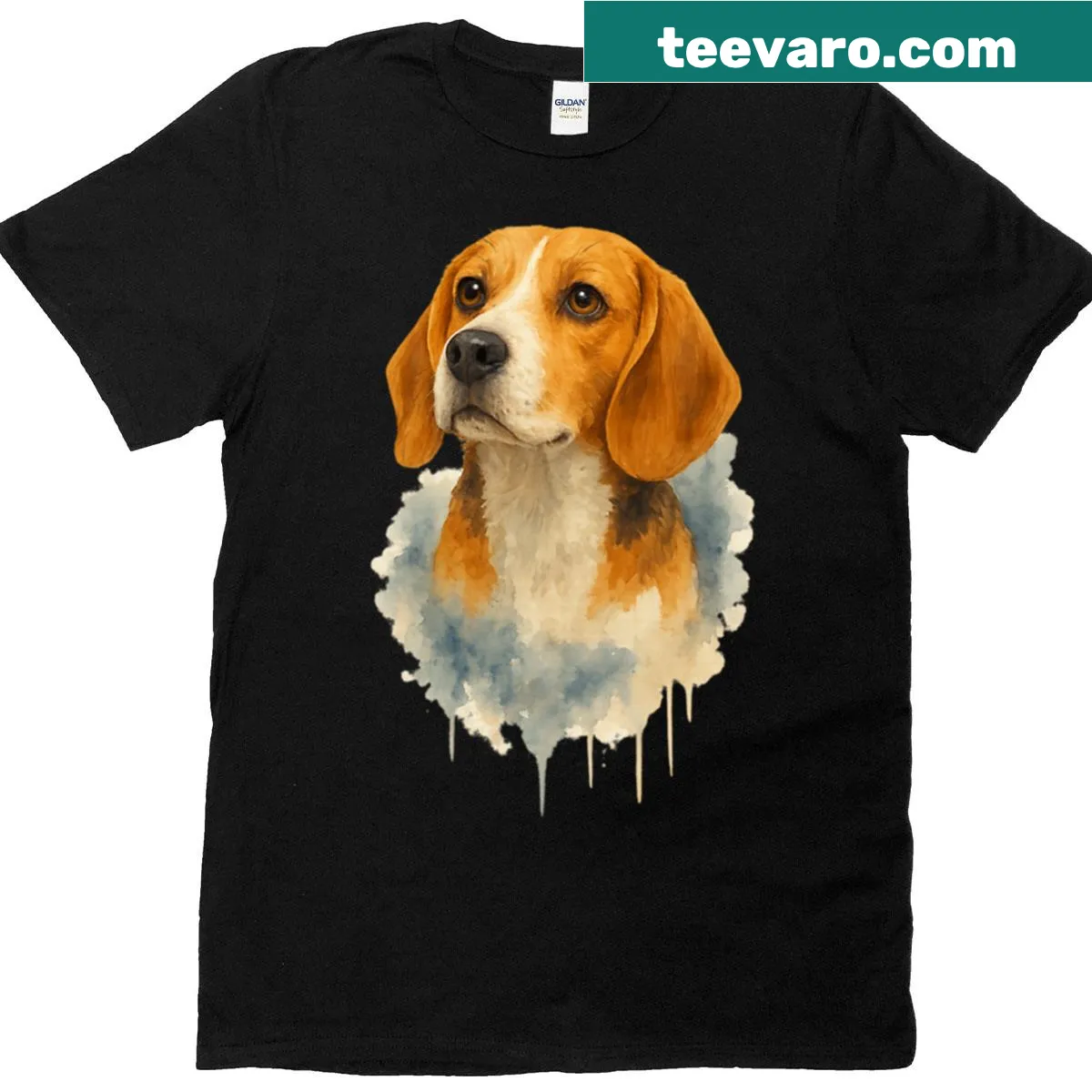 Watercolor portrait of a beagle on a T-shirt. — on a men's t-shirt