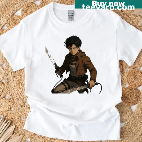 Anime warrior graphic with Blades of Chaos design