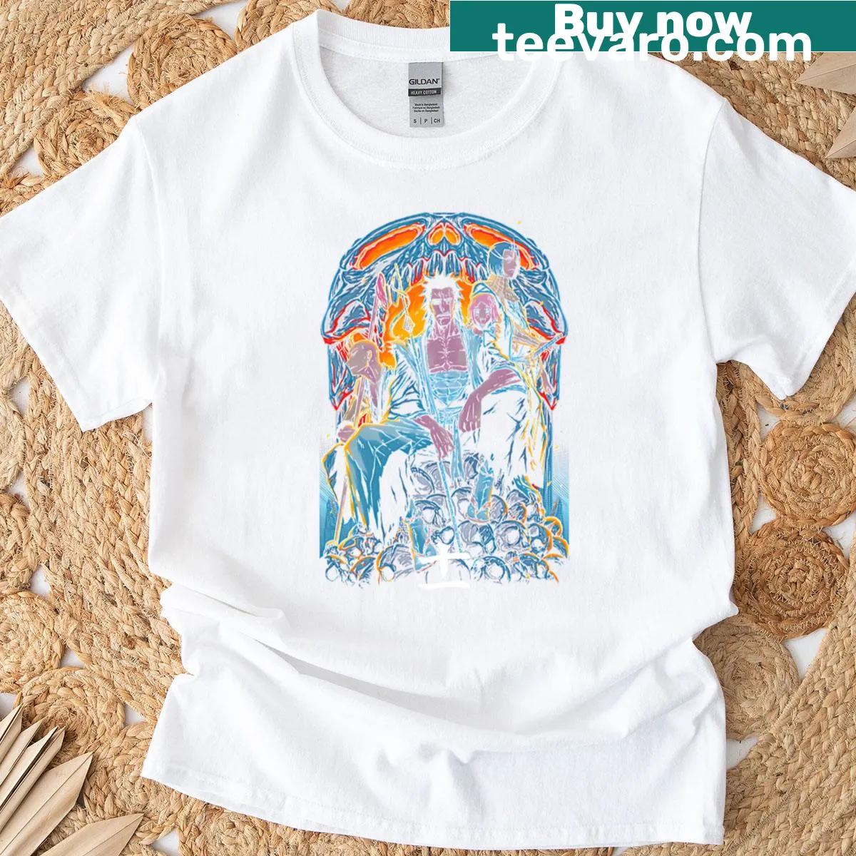 Oversized fanart T-shirt featuring anime character Kenpachi — on a men's t-shirt