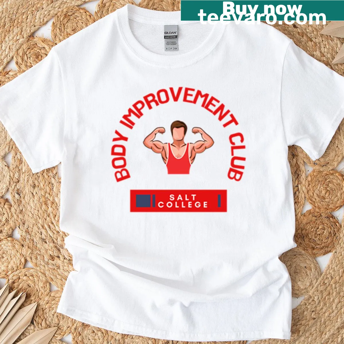 Oversized T-shirt with motivational Body Improvement Club text — on a men's t-shirt