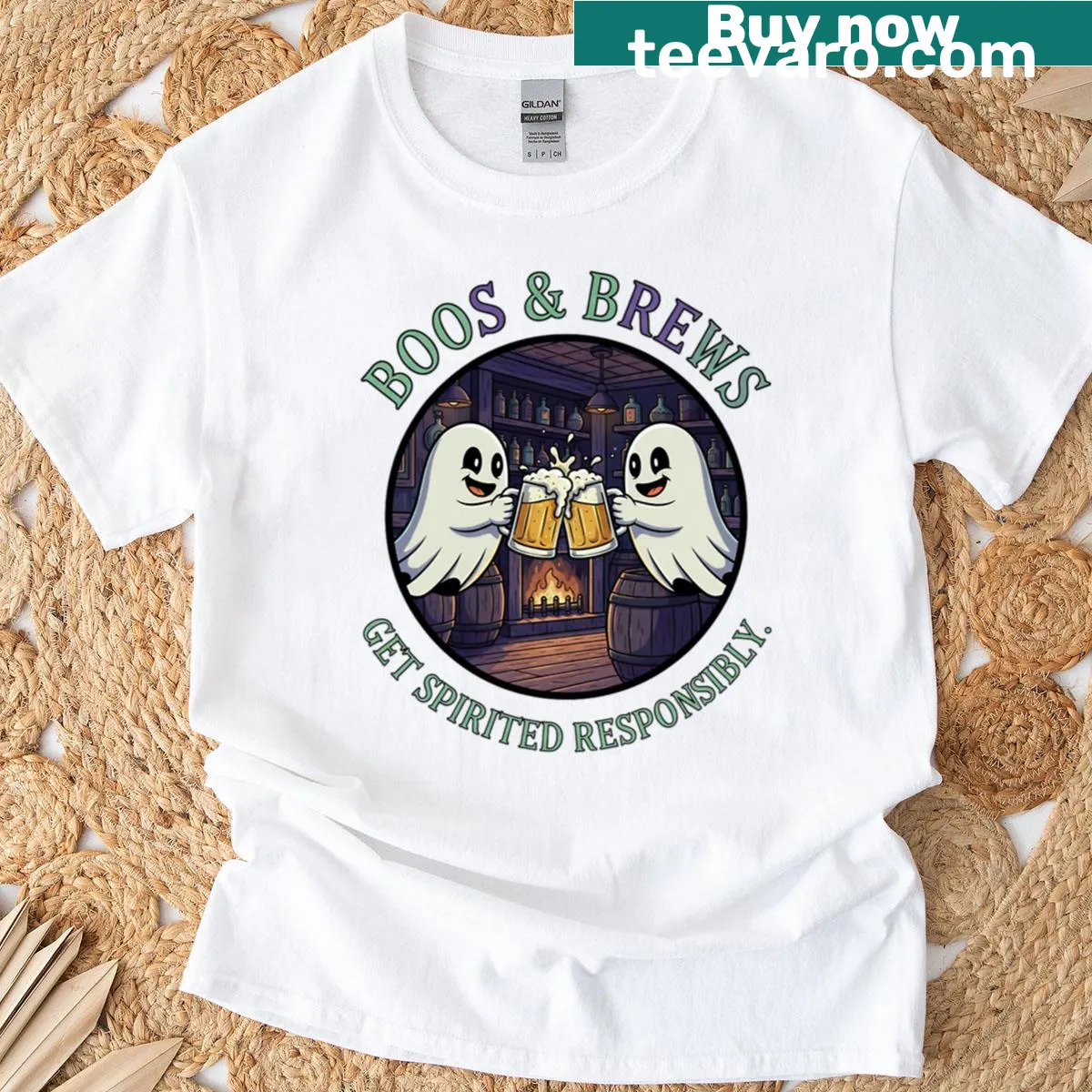 Whimsical T-shirt featuring typography celebrating fun and responsible drinking — on a men's t-shirt