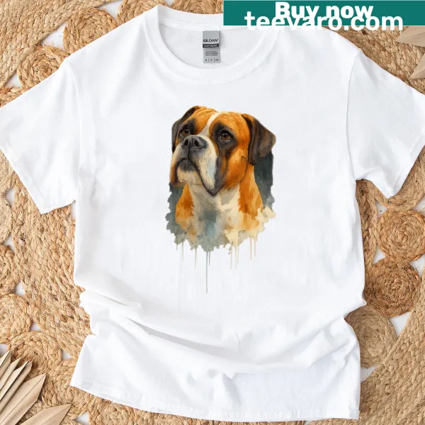 Watercolor portrait of a Boxer dog on a T-shirt