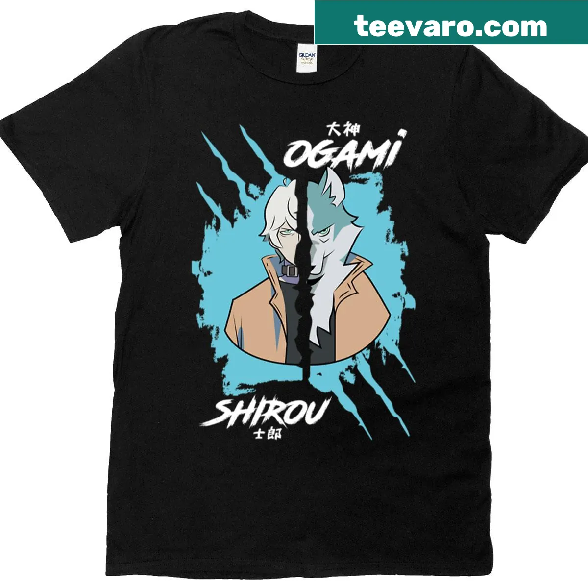 Illustrative graphic of Shirou Ogami from Brand New Animal on T-shirt, celebrating anime culture — on a men's t-shirt