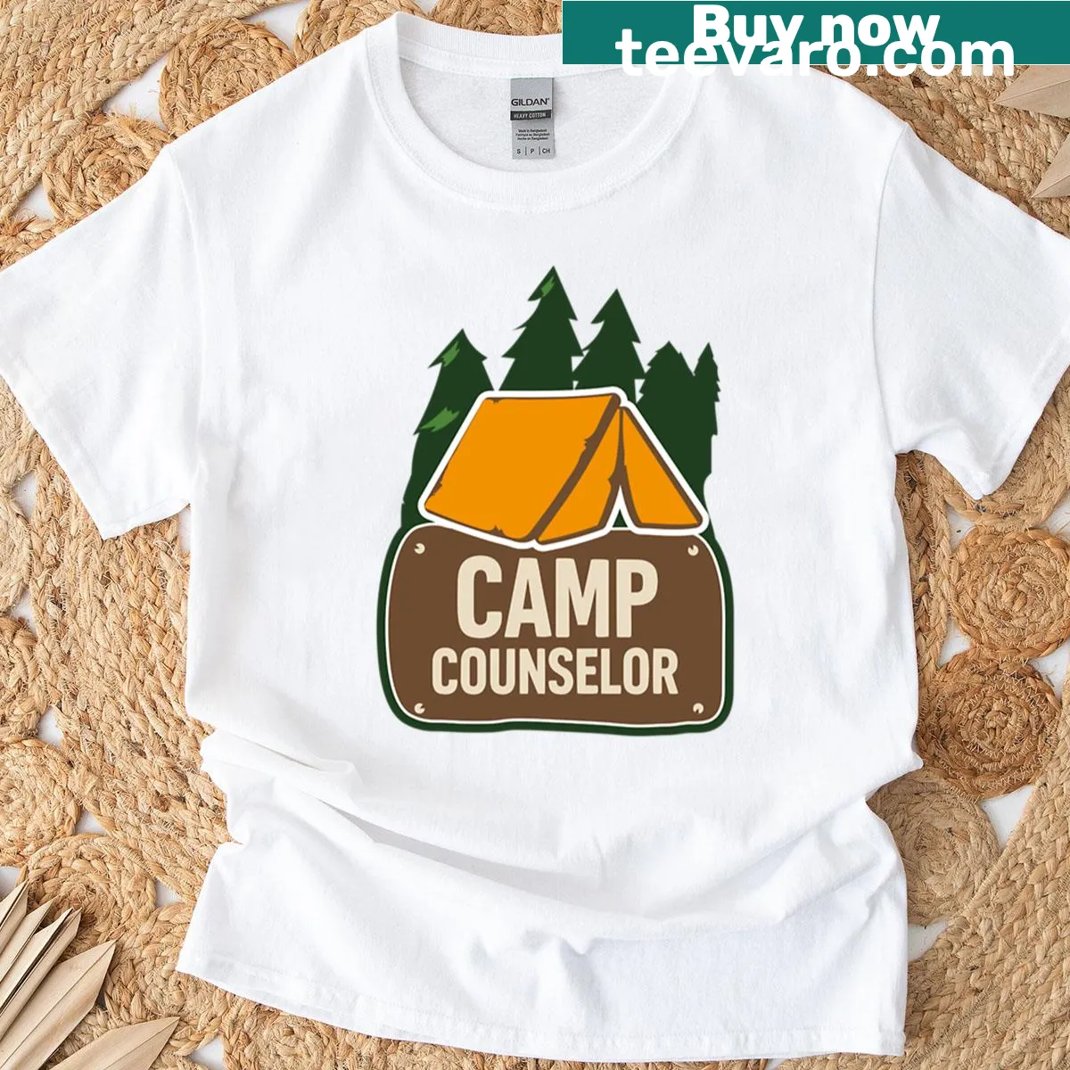 Illustration of a camping tent on a t-shirt. — on a men's t-shirt