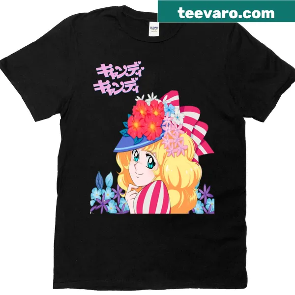 Playful typography design featuring candy on a t-shirt