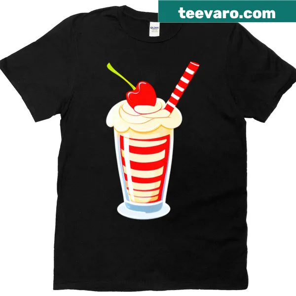 Cartoon graphic of a milkshake swirl on a t-shirt