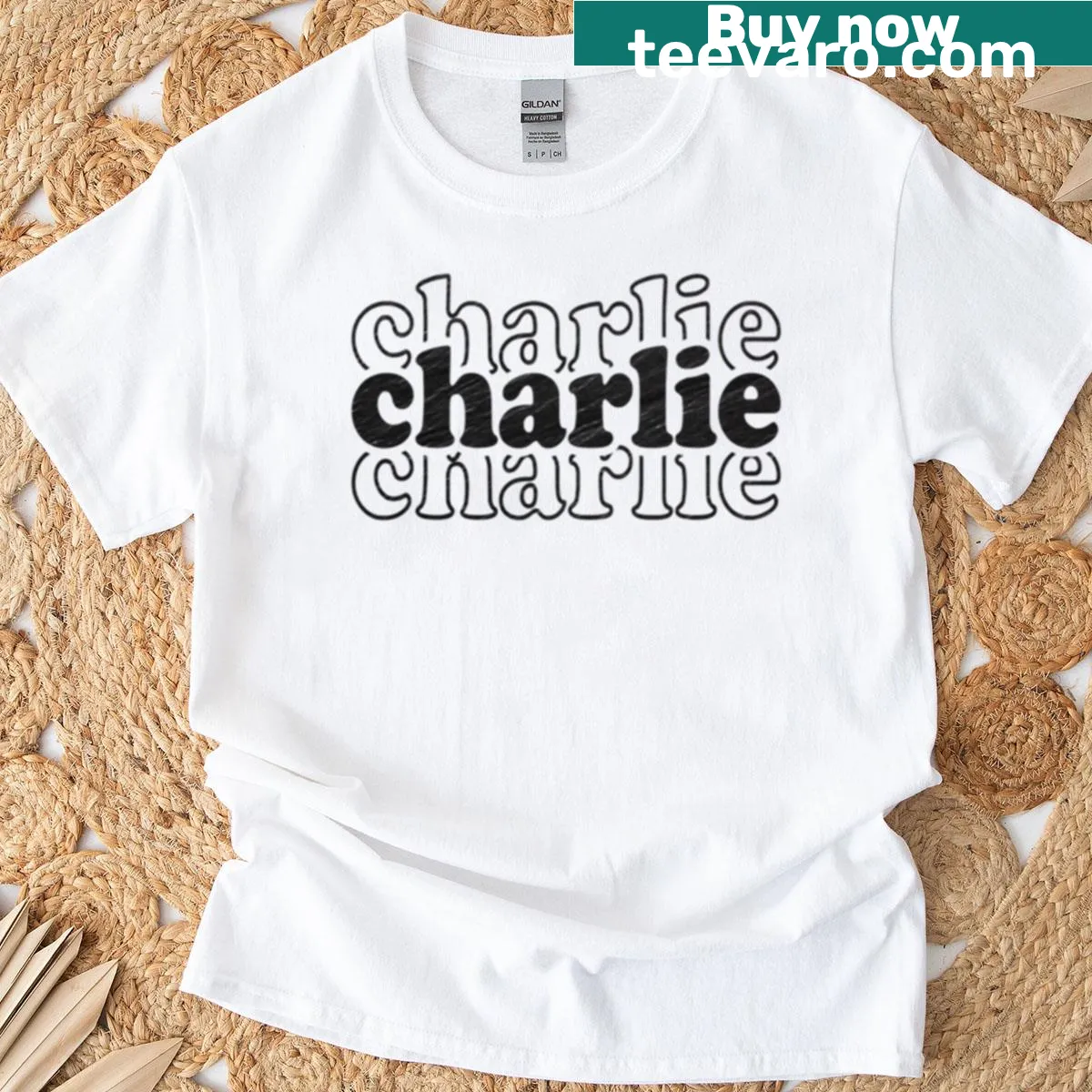 Personalized T-shirt featuring the name 'Charlie' — on a men's t-shirt