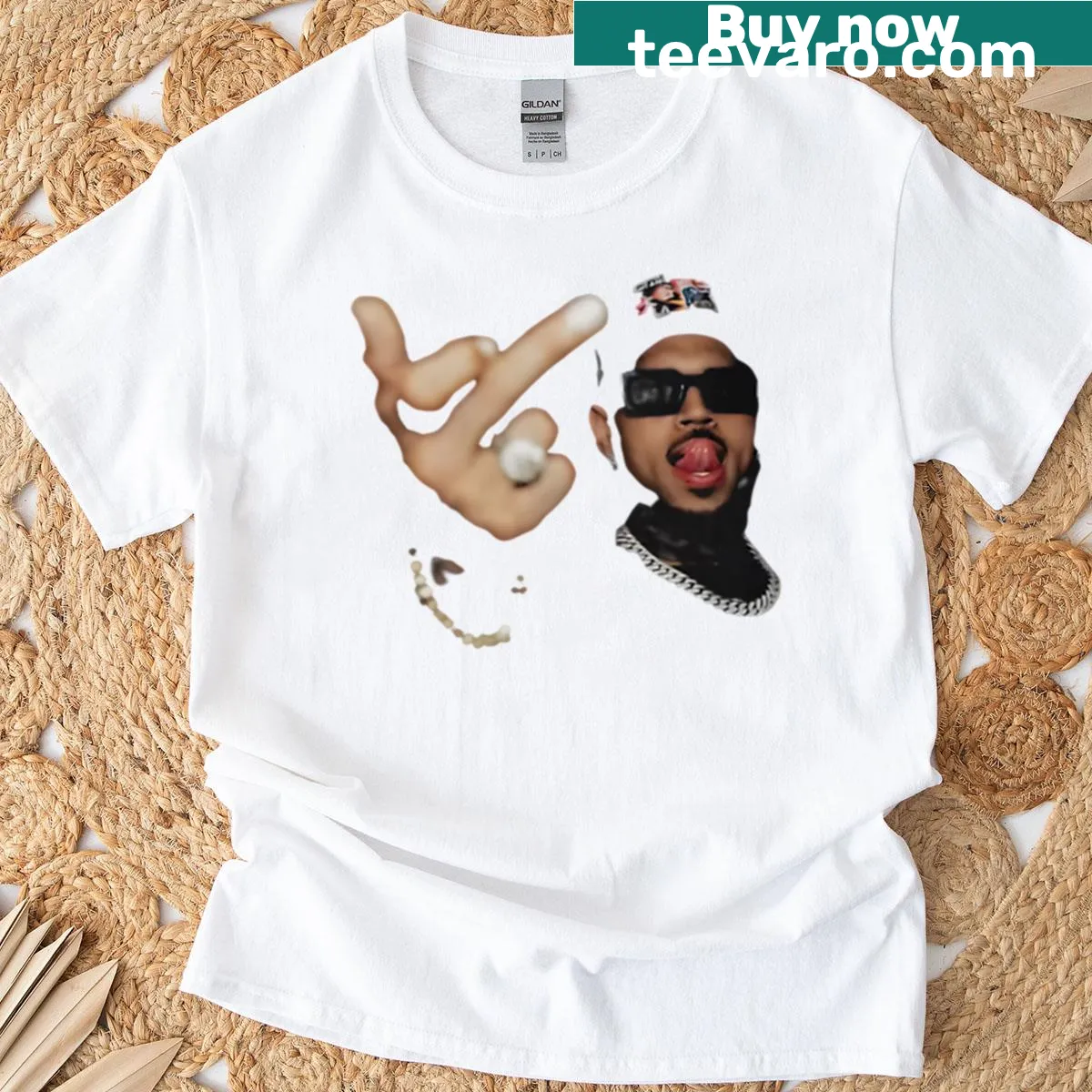 Edgy graphic T-shirt featuring middle finger design in oversized fit — on a men's t-shirt