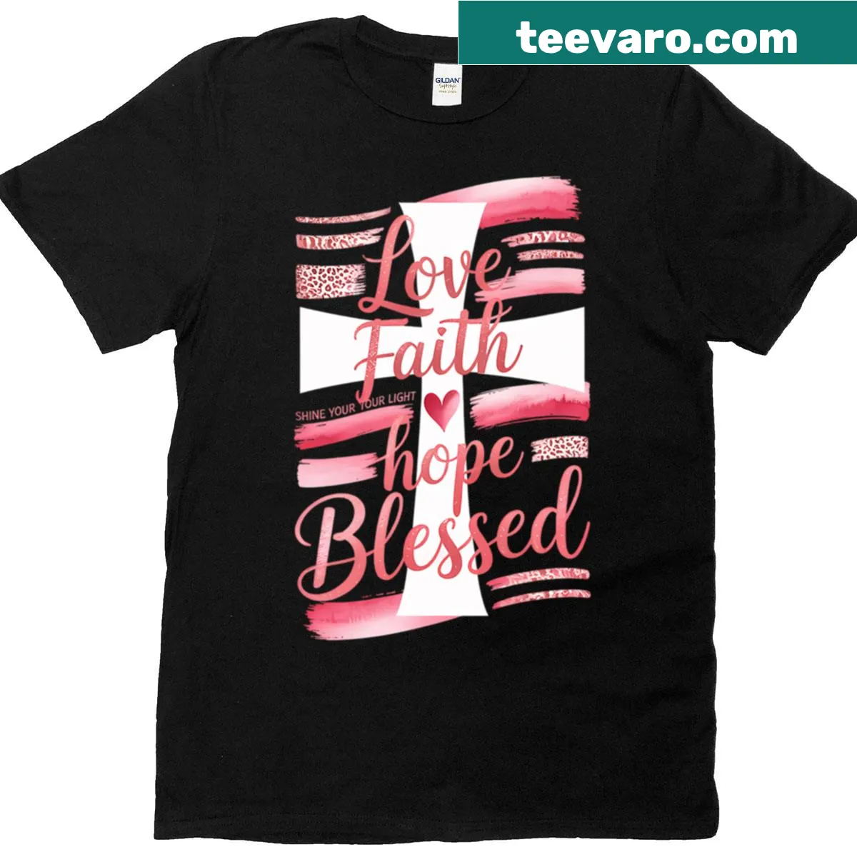 Illustrated cross design representing faith and hope on T-shirt — on a men's t-shirt