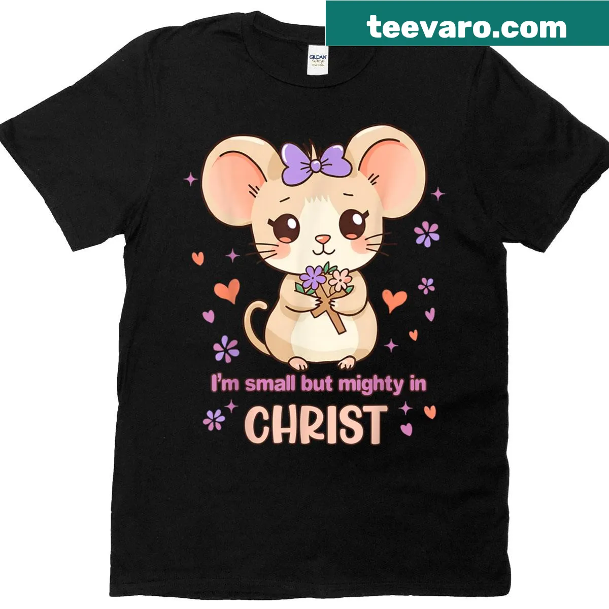 Cute cartoon mouse with faith message on a kids' T-shirt — on a men's t-shirt