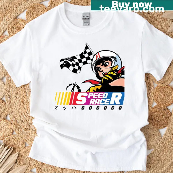 Oversized T-shirt with racing car graphic and checkered flag design