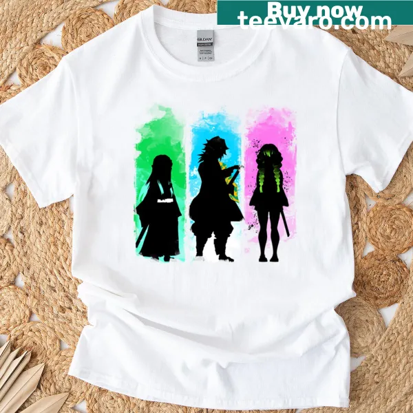 Abstract design of colorful pillars on a t-shirt