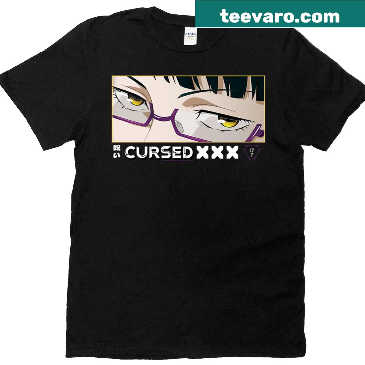 Anime eyes graphic on a cozy style T-shirt — on a men's t-shirt