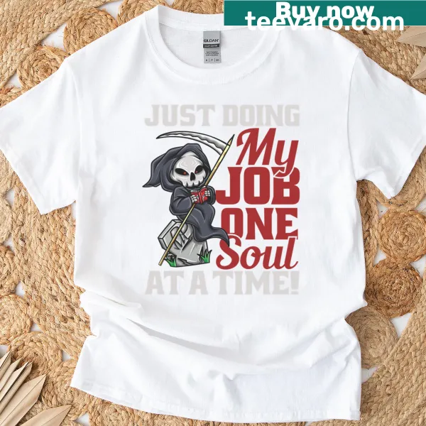 Cute cartoon Grim Reaper graphic T-shirt