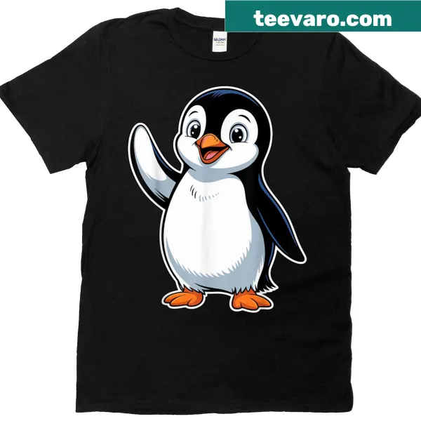 Cute penguin illustration on a casual T-shirt