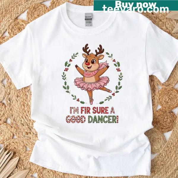 Cartoon reindeer dancer design for kids' Christmas shirt