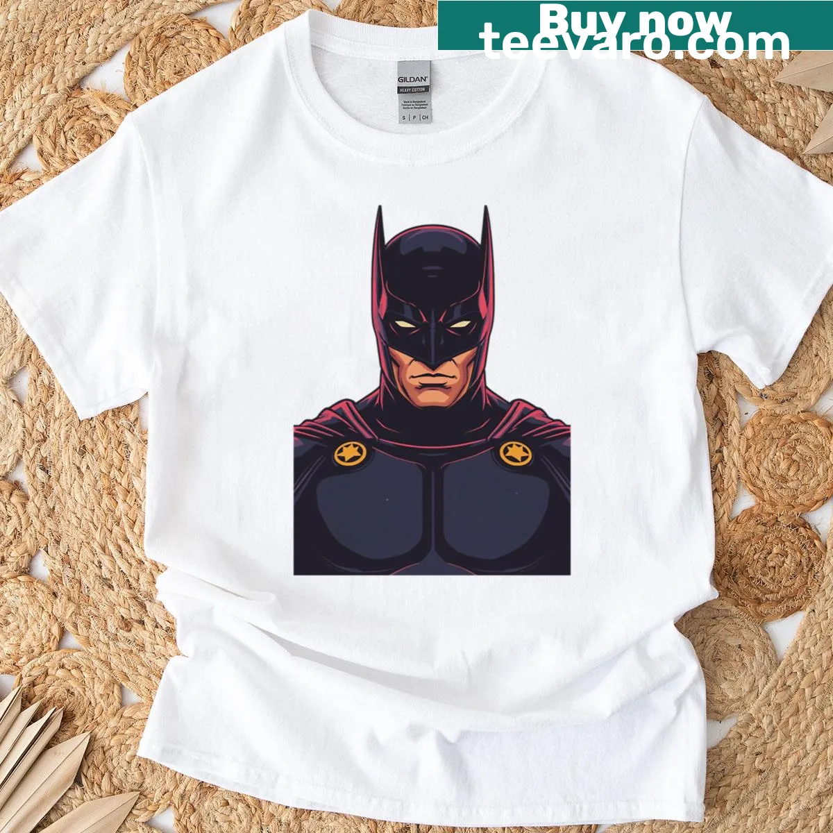 Illustrated Dark Knight silhouette on casual t-shirt — on a men's t-shirt