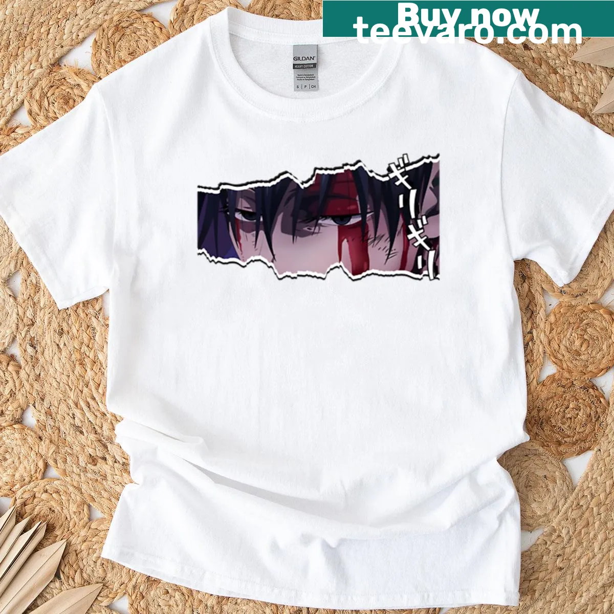 Enchanted anime eyes illustration on a cute t-shirt — on a men's t-shirt