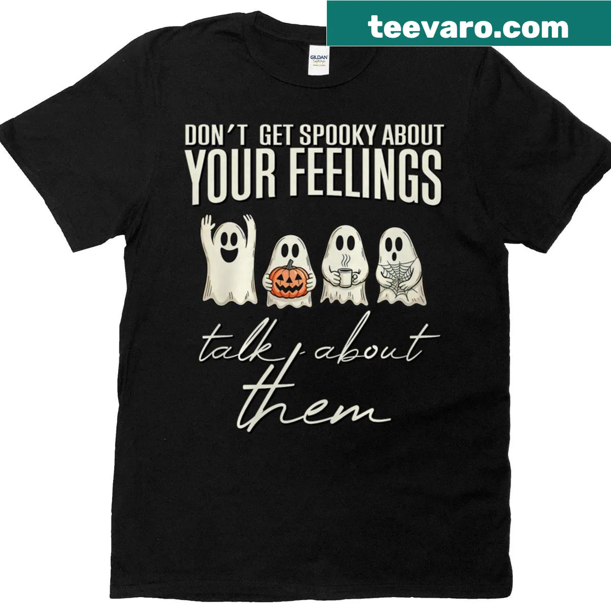 Humorous tee with text advocating for expressing feelings. — on a men's t-shirt