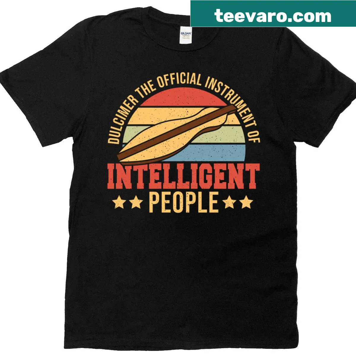 T-shirt for dulcimer players featuring the Appalachian instrument graphic — on a men's t-shirt