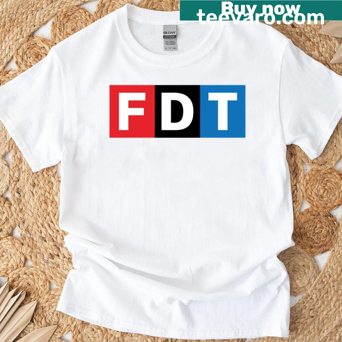 Parody t-shirt featuring anti-Trump message and public radio theme — on a men's t-shirt