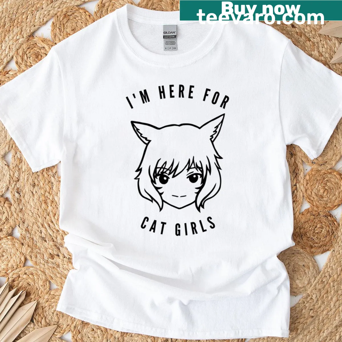FFXIV themed Cat Girls Yshtola T-shirt — on a men's t-shirt