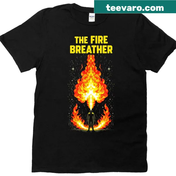 Circus-themed T-shirt featuring a fire breather in a fantasy design