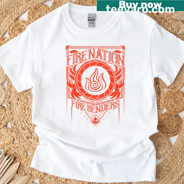 Fire Nation inspired T-shirt with flames and symbols