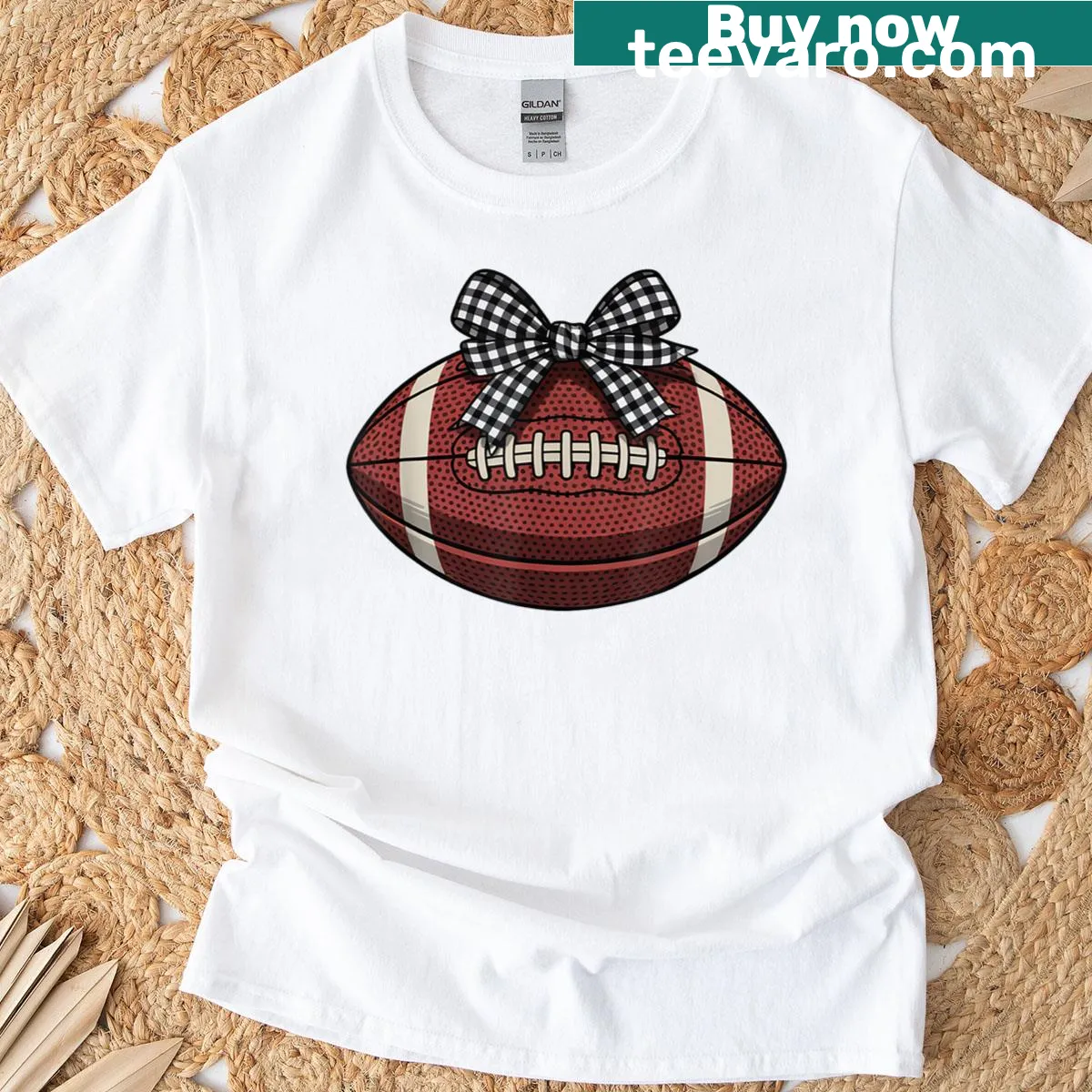 Cute women’s T-shirt with football and bow illustration. — on a men's t-shirt