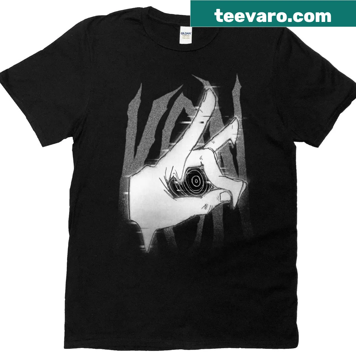 Illustration of a fox spirit with mystical symbols on a T-shirt — on a men's t-shirt