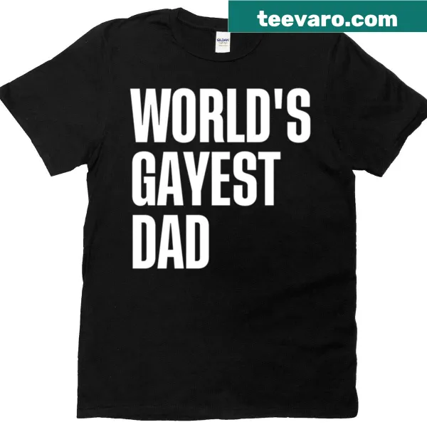 Vintage-distressed T-shirt for dads featuring World's Gayest Dad design.
