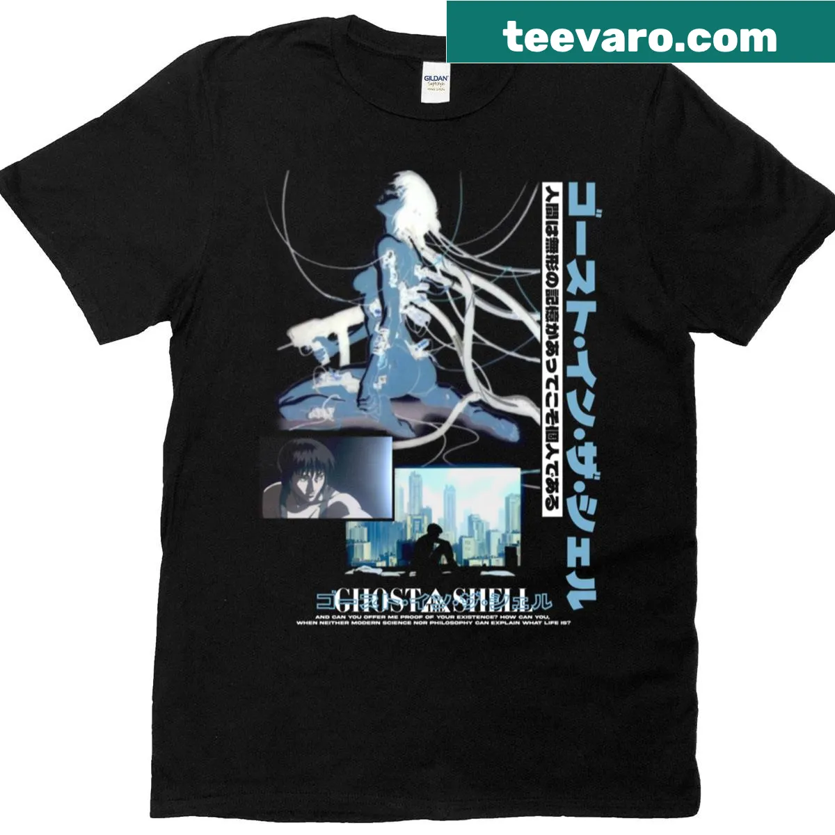 Graphic of The Major from Ghost In The Shell on a T-shirt — on a men's t-shirt