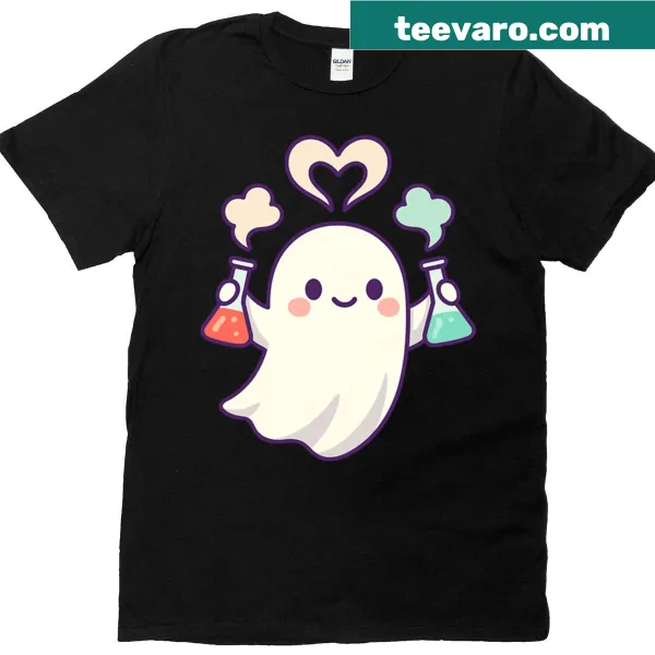 Ghost scientist mixing a love potion on a t-shirt