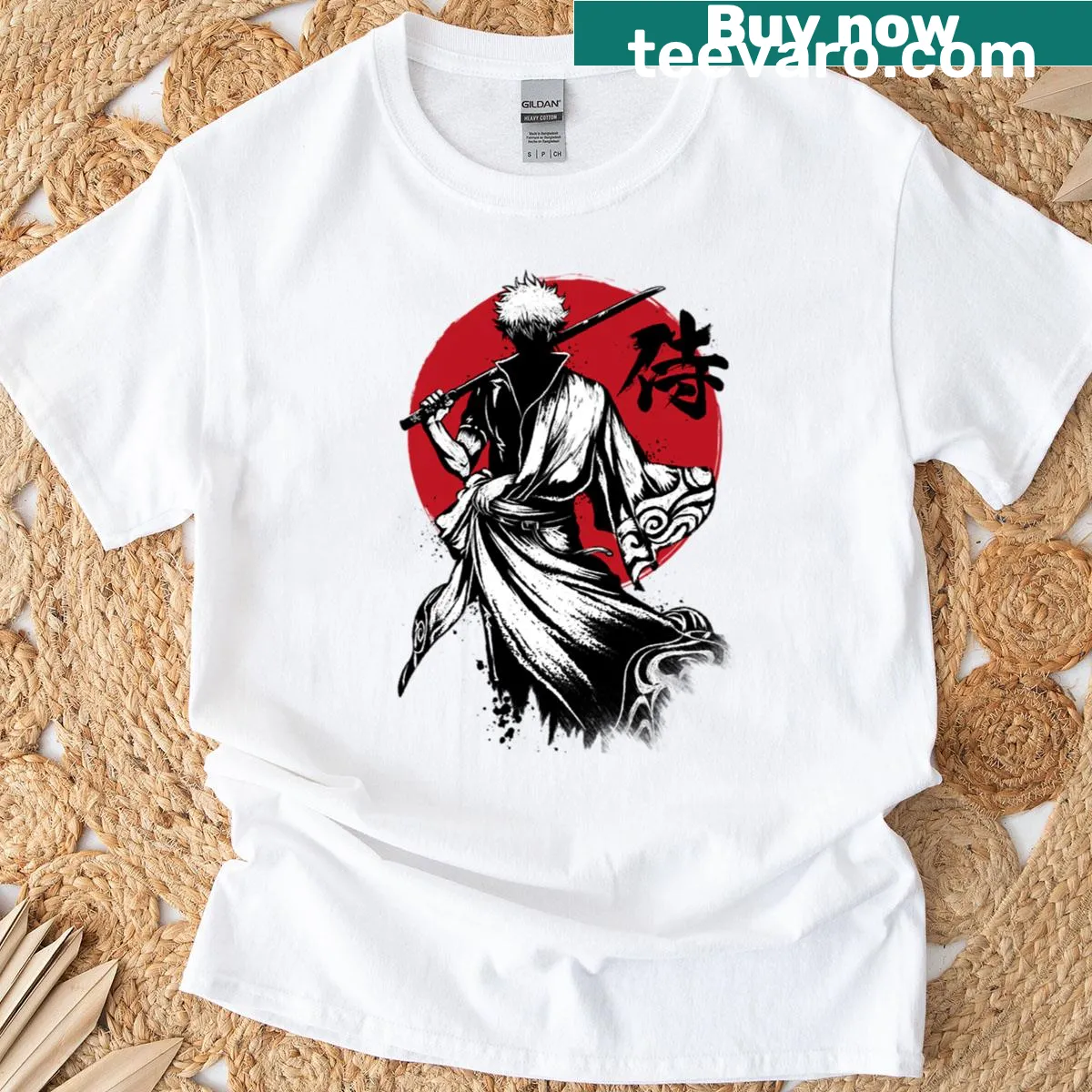 Sumi-e style Gintoki graphic on a stylish t-shirt — on a men's t-shirt