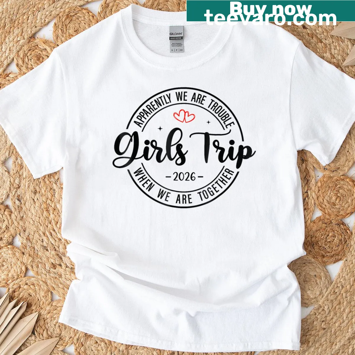 Matching group T-shirt for women's trip with fun slogan — on a men's t-shirt