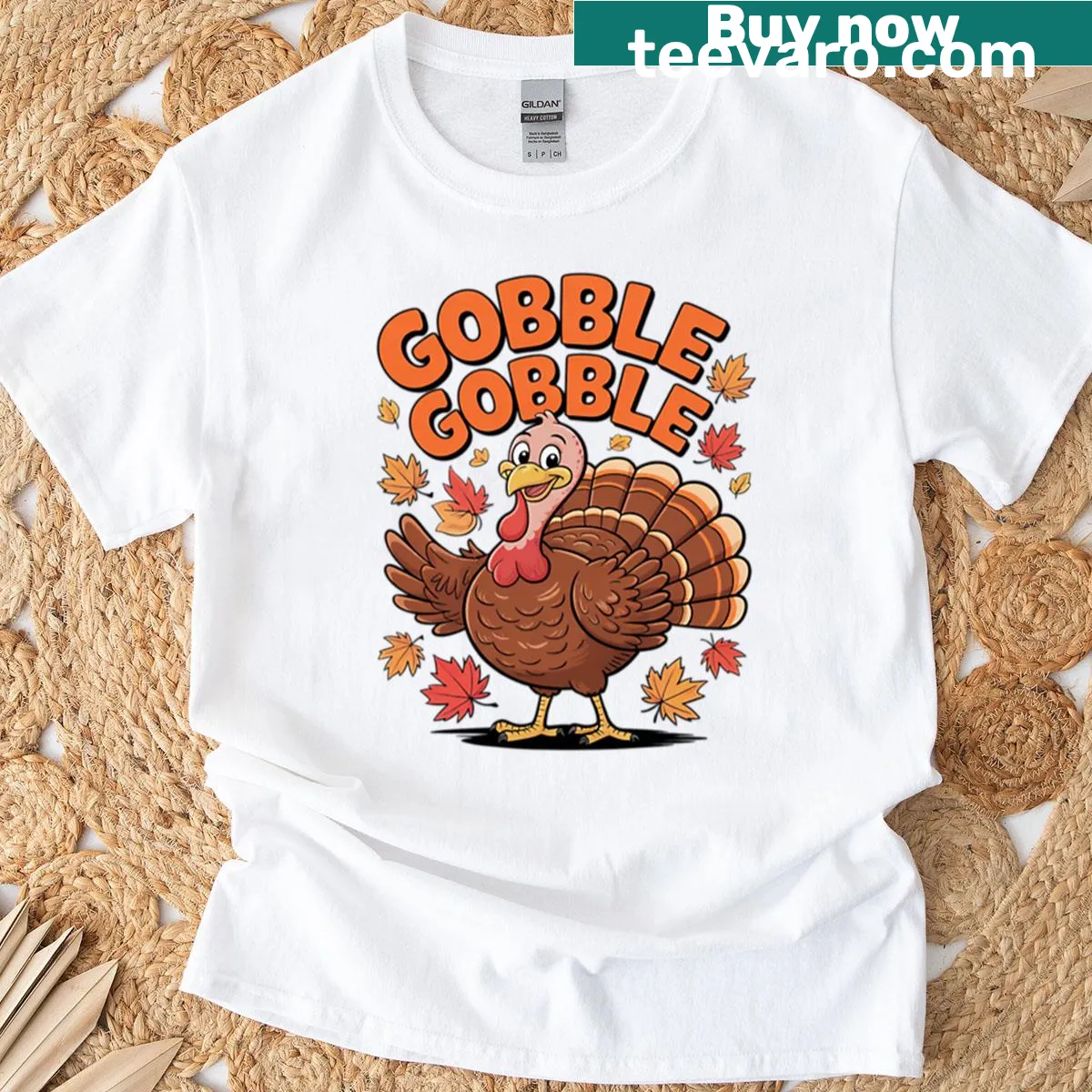 Cute turkey graphic on a Thanksgiving-themed kids T-shirt. — on a men's t-shirt