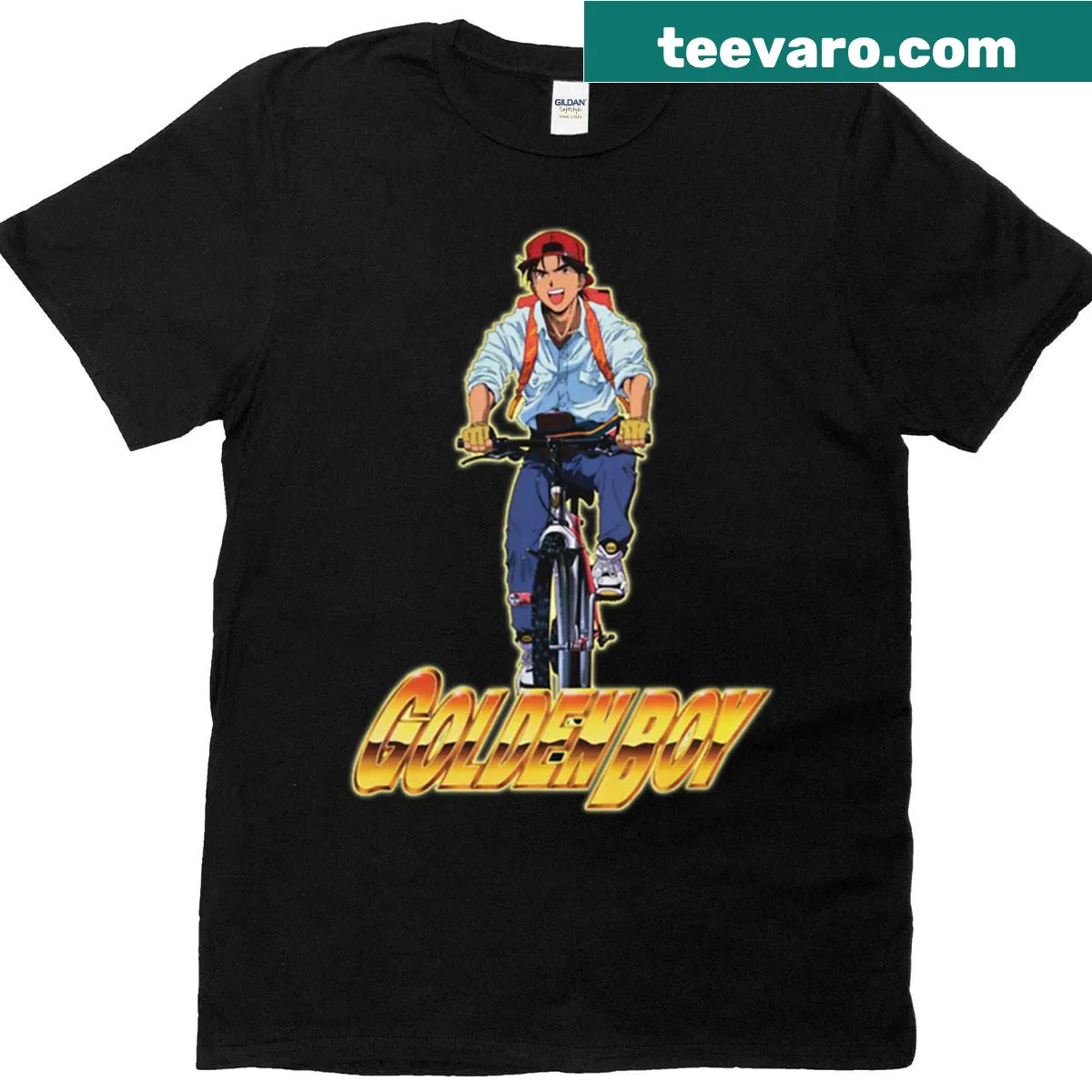 Inspirational typography design on the Golden Boy T-shirt — on a men's t-shirt